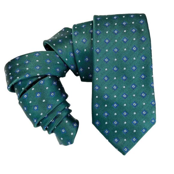 Vakko Other - Vakko Men's Tie Silk Blend Green Blue White Geometric Made in Italy